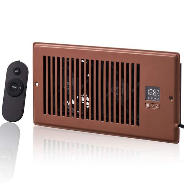 4 in.×10 in. Thermostat Vent Booster Fan with Remote, Brown