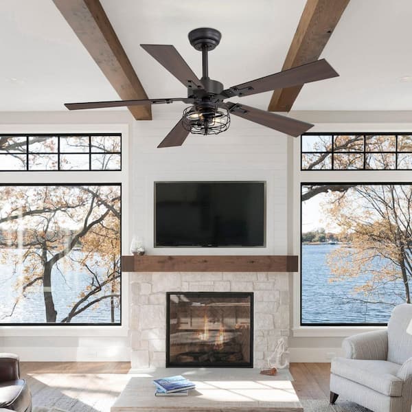 Craig 48 in. Indoor Black Ceiling Fans with Light Kit and Remote Control Included
