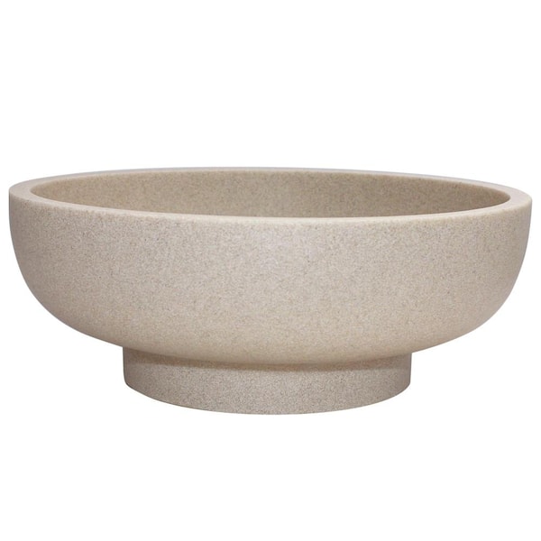Large Modern Resin Decorative Fruit Bowl with Pedestal Base, 10.5 x 10.5 x 4 in Sand Beige for Home Decor