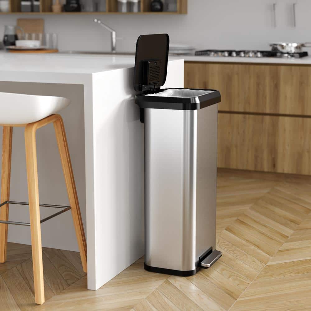 iTouchless 20 Gallon Brushed Stainless Steel Step Trash Can