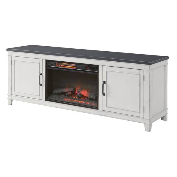 Martin Svensson Home Del Mar 70 In White And Grey Tv Stand With Electric Fireplace 910129f The Depot - Yosemite Home Decor Electric Fireplace