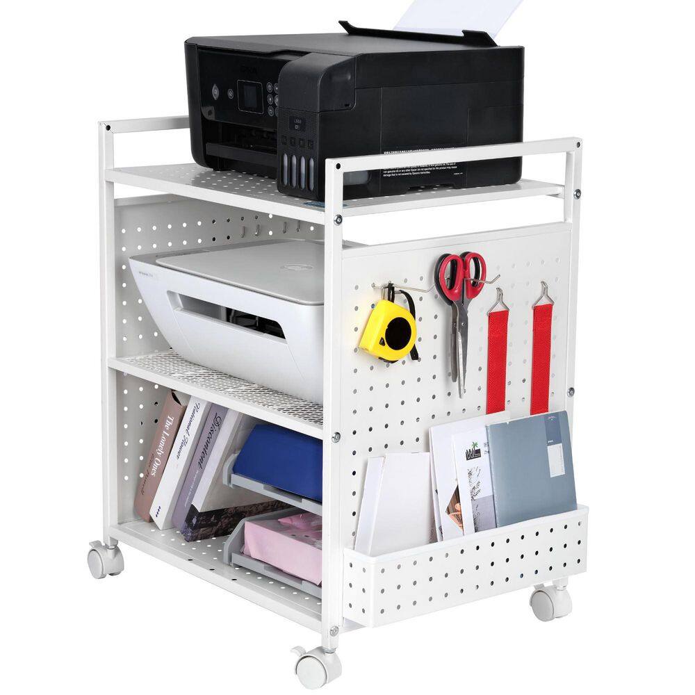 3-Tier Metal-Wheeled Office Equipment Printer Cart, White price history on PriceWatchPro