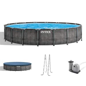 18 ft. Round 48 in. Deep Hard Side Prism Steel Frame Above Ground Outdoor Swimming Pool Set