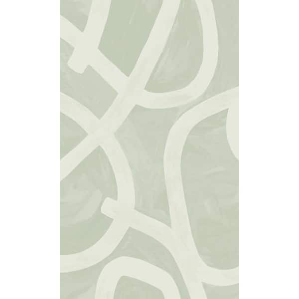 Walls Republic Sage Brushstroke Swirl Geometric Non-Woven Paper Non-Pasted the Wall Double Roll Wallpaper
