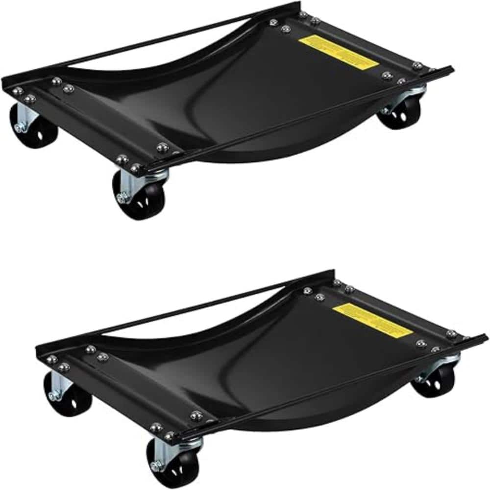 "Set of 2 Heavy Duty Car Wheel Dollies, 5000 Lbs Capacity, 24""x15"" Steel Tire Skates with Lockable Casters, Black" price history on PriceWatchPro