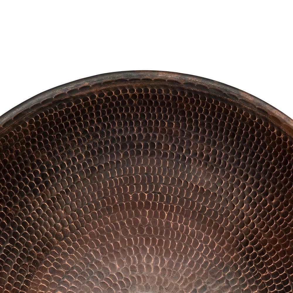 15" Round Hammered Copper Vessel Sink with Wired Rim