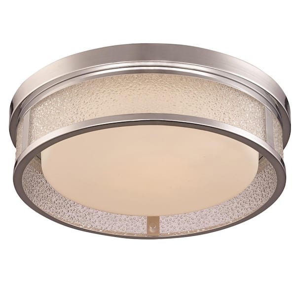 Bel Air Lighting 15 in. Polished Chrome Integrated LED Flush Mount Ceiling Light Fixture with Glass Shade