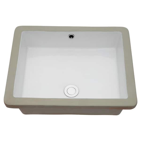 Logmey 20 in. Undermount Rectangular Corner Porcelain Ceramic Bathroom Sink in White Modern