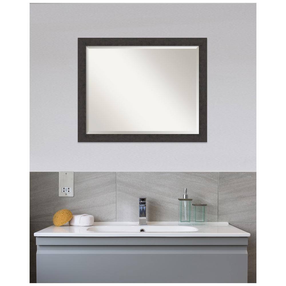 Espresso Wood Framed Rectangular Bathroom Vanity Mirror