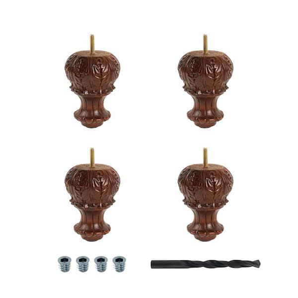 American Pro Decor 4-3/4 in. x 3-1/2 in. Stained Cherry Solid Hardwood Round Sofa Leg (4-Pack)