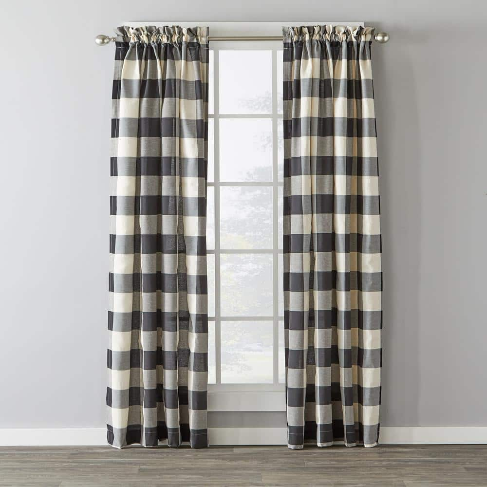 Black and White Buffalo Check Curtains Rod Pocket Options for Cotton and  Blackout Lining 