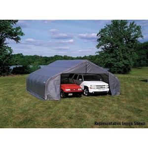 22 ft. W x 24 ft. D x 13 ft. H Grey Steel and Polyethylene Garage Without Floor w/ Corrosion-Resistant Steel Frame