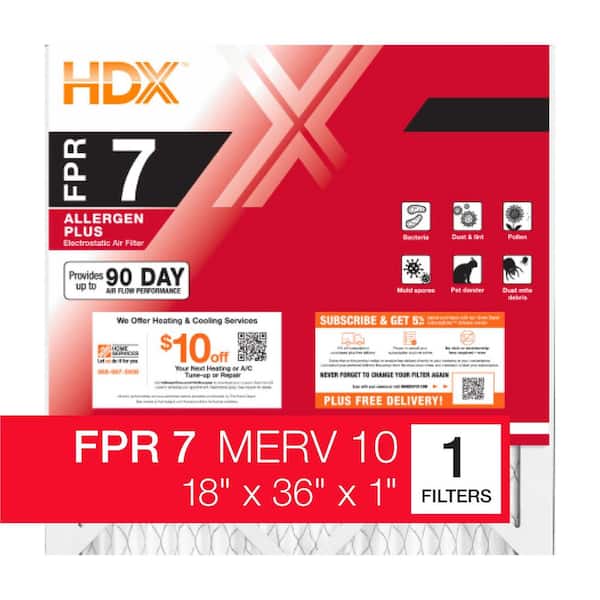 18 in. x 36 in. x 1 in. Allergen Plus Pleated Air Filter FPR 7, MERV 10