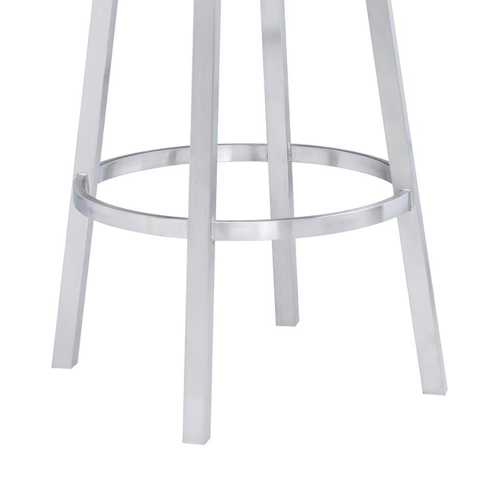 Madrid 26" Gray Faux Leather and Metal Swivel Bar Stool