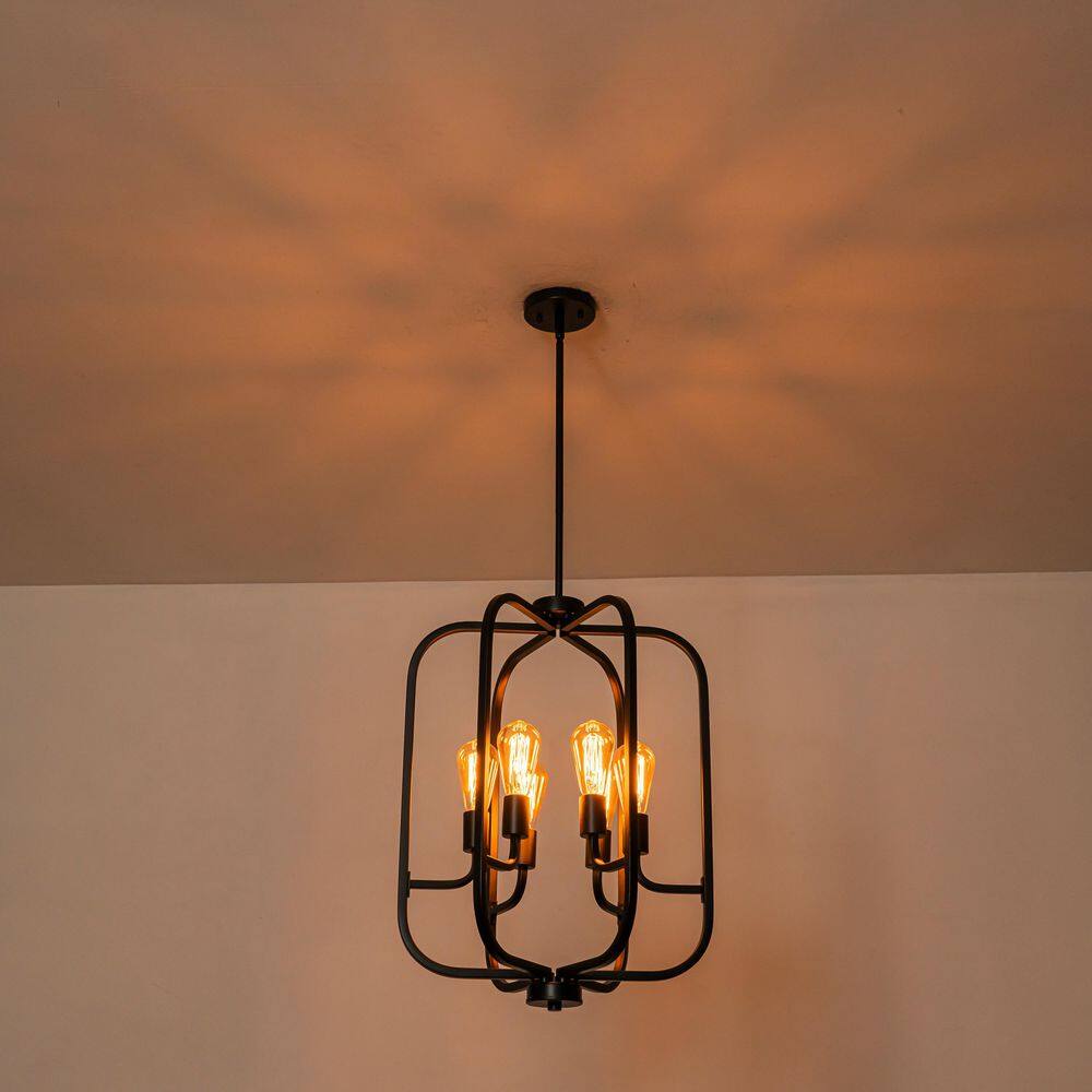 18.31 in. 6-Light Industrial Matte Black Iron Birdcage Chandelier for Dining Room, Living Room price history on PriceWatchPro