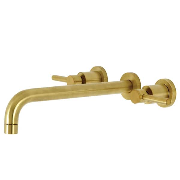 Kingston Brass Concord 2-Handle Wall Mount Roman Tub Faucet in Brushed Brass