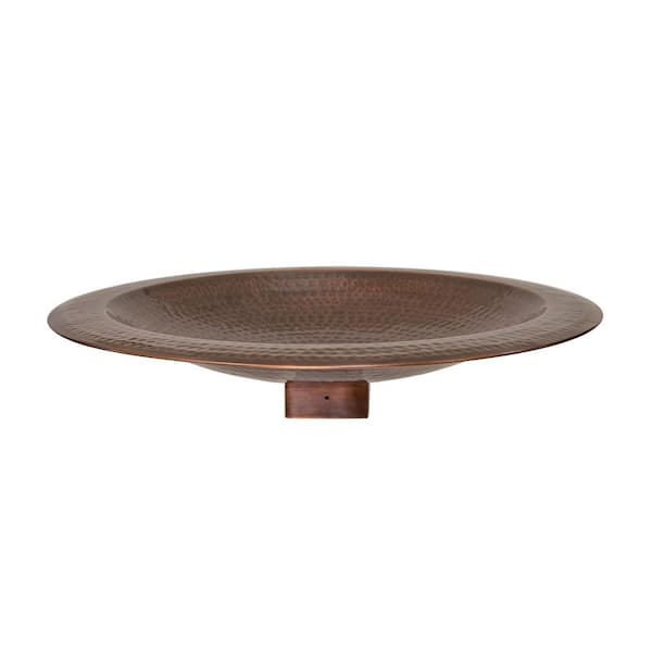 ACHLA DESIGNS 23 in. Hammered Copper Birdbath, Wildlife Garden Decor for 4 x 4 Post, Solid Brass with Antique Finish, Brown