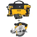 20-Volt MAX Cordless Drill/Impact Combo Kit (2-Tool) with (2) 20-Volt 1.3Ah Batteries, Charger & 6-1/2 in. Circular Saw