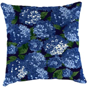 22 in. L x 22 in. W x 8 in. T Outdoor Throw Pillow in Hydrangea Midnight (2-Pack)