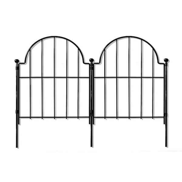 22 in. x 27.5 ft. Black Steel Arched Rustproof Fence Panel, No Dig Fence Garden Fence Border, Outdoor Decor (25-Pack)