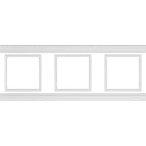 94 1/2 in. (Adjustable 36 in. to 40 in.) 23 sq. ft. Polyurethane Ashford Square Panel Wainscot Kit Primed