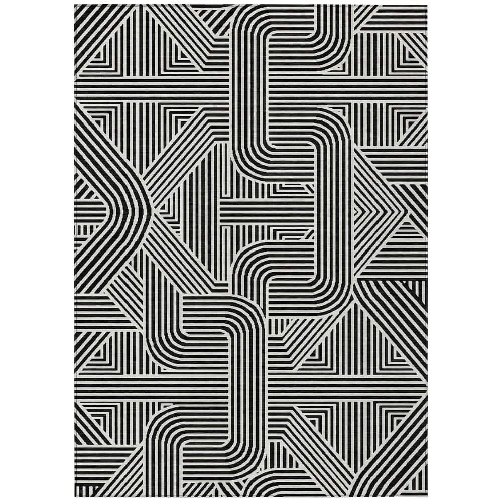 Chantille Machine Washable Indoor/Outdoor Abstract ACN917 Black 5 ft. x 7 ft. 6 in. Area Rug price history on PriceWatchPro