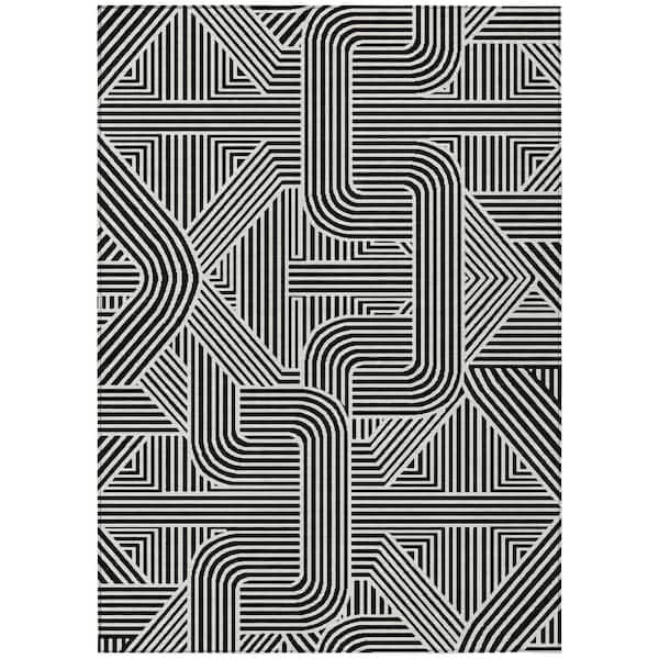 Chantille Machine Washable Indoor/Outdoor Abstract ACN917 Black 5 ft. x 7 ft. 6 in. Area Rug