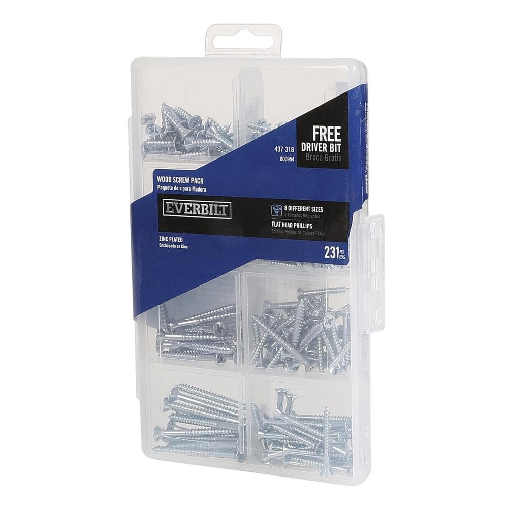 New 105 Pc Assorted Sizes Wood Screw Set In 12,16,19,25&30mm Size..62002 
