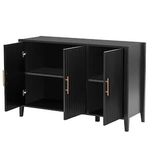 48 in. W x 17.7 in. D x 31.9 in. H Bathroom Black Linen Cabinet