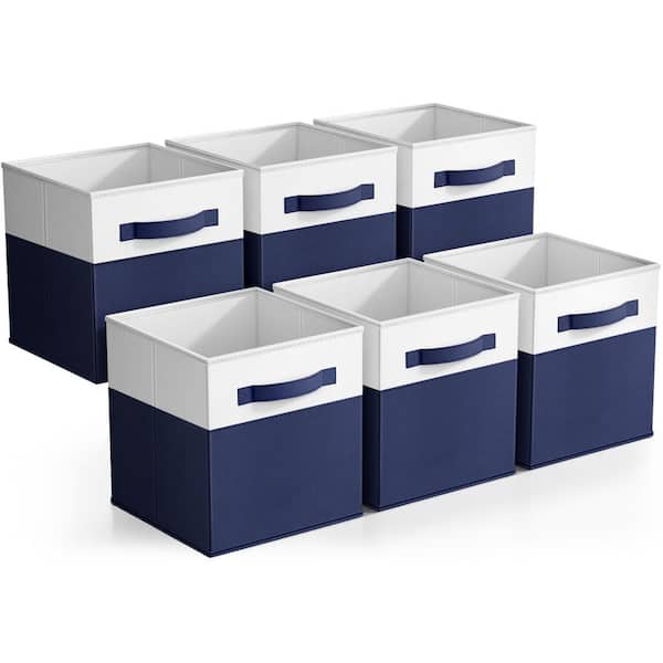 Sorbus Foldable 2-Toned Storage Bins with Handles for Closet, Blue 10.5 in. x 11 in. Fabric Decorative Baskets Set of 6