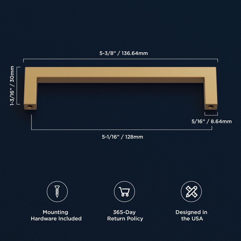 Brushed Brass Modern Bar Cabinet Handles with Mounting Hardware