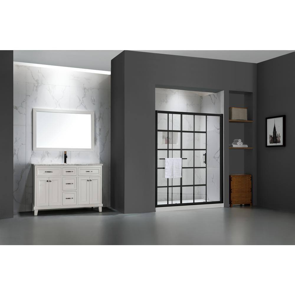 Max Installed 60in.Wx72 in.H Frameless Hinged Shower Door Tub Door in Satin Black AL handle with 0.25in Tempered Glass price history on PriceWatchPro
