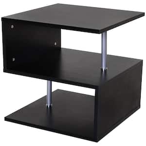 20 in. Black Square Wood S-Shaped End Table