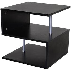 20 in. Black Square Wood S-Shaped End Table