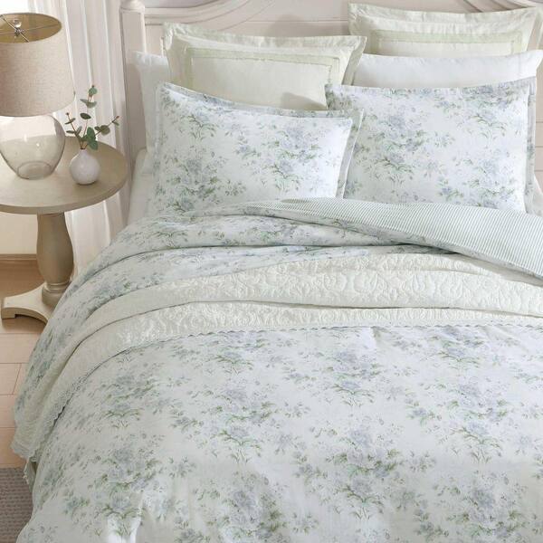 Laura Ashley Arundel 3-Piece Light Grey Sateen Cotton King Duvet