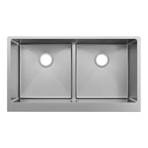 Crosstown 36in. Farmhouse/Apron-Front 2 Bowl 16 Gauge  Stainless Steel Sink Only and No Accessories
