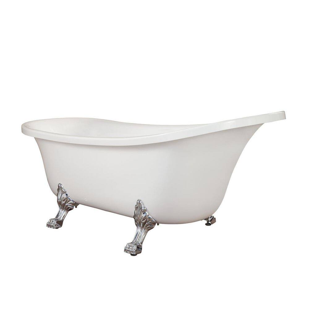 Geneva 69'' White Acrylic Clawfoot Soaking Bathtub