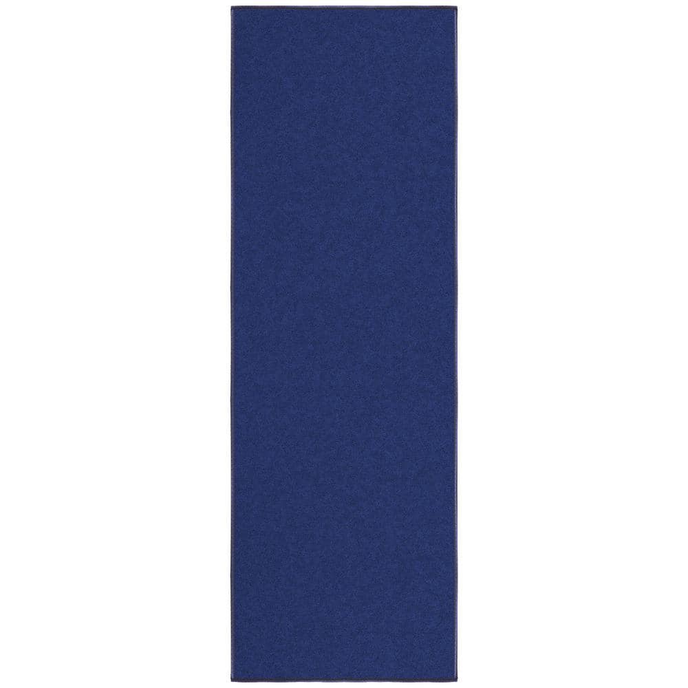 Navy Non-Slip Washable Synthetic Runner Rug 20" x 59"