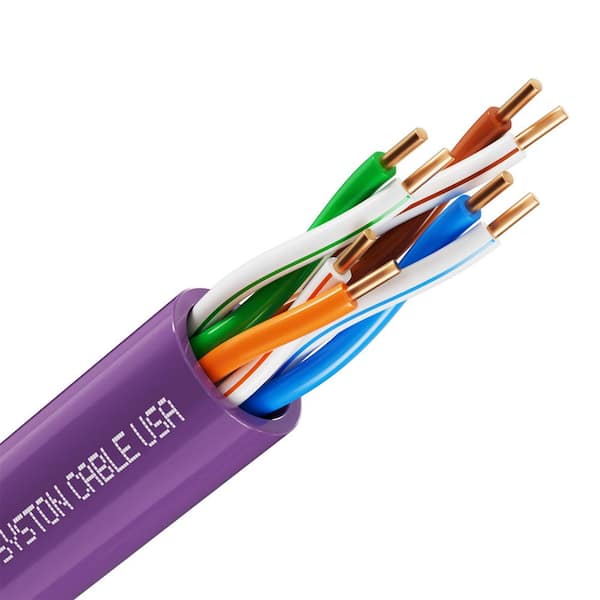 250 ft. Purple Cat 5e CMP 350MHz 24AWG Solid Bare Copper Ethernet Network Wire Bulk No Ends for POE IP Camera Router