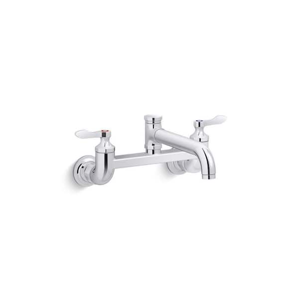 Triton Bowe 2 Handle Wall Mounted Faucet with Handles in Polished Chrome