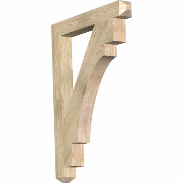 Ekena Millwork 4 in. x 44 in. x 32 in. Douglas Fir Merced Craftsman Rough Sawn Bracket