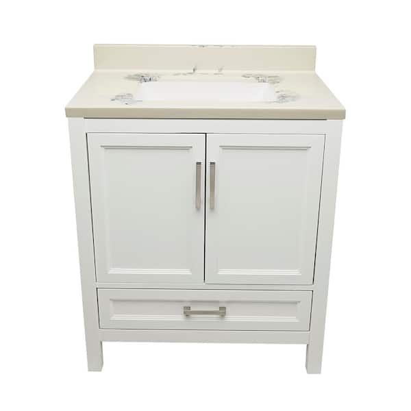 Ella Nevado 31 in. W x 22 in. D x 36 in. H Bath Vanity in White with Cultured Marble Carrera Top