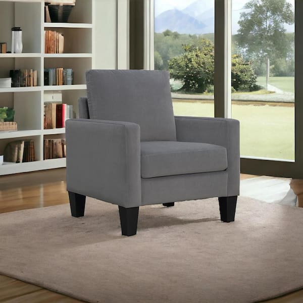 HomeRoots Gray Arm Chair Set of 1 with Removable Cushions