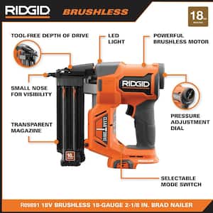 18V Brushless Cordless 18-Gauge 2-1/8 in. Brad Nailer with CLEAN DRIVE Technology with 2.0 Ah Battery and Charger