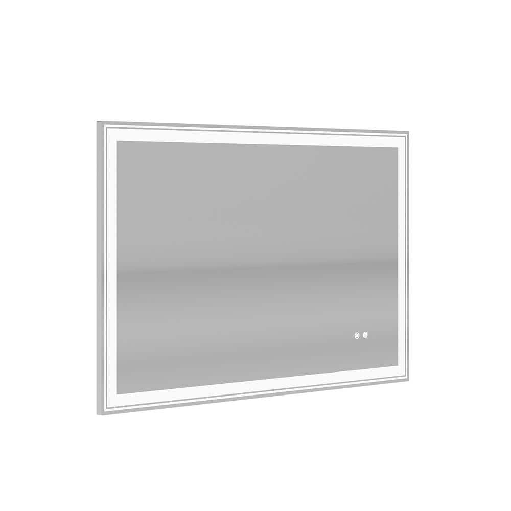 48 in. W x 30 in. H Rectangular Frameless LED Wall Mount Anti-Fog Modern Decorative Bathroom Vanity Mirror, White