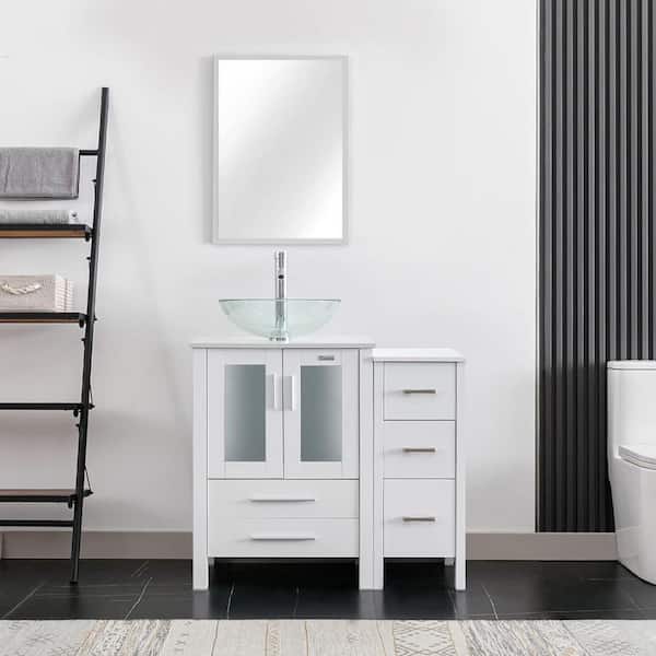 eclife 36 in. W x 20 in. D x 32 in. H 1-Sink Bath Vanity in White