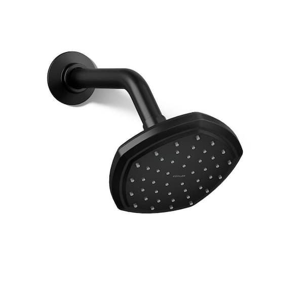 KOHLER Occasion 1-Spray Patterns with 1.75 Gpm 5.25 in. Wall Mount Fixed Shower Head in Matte Black