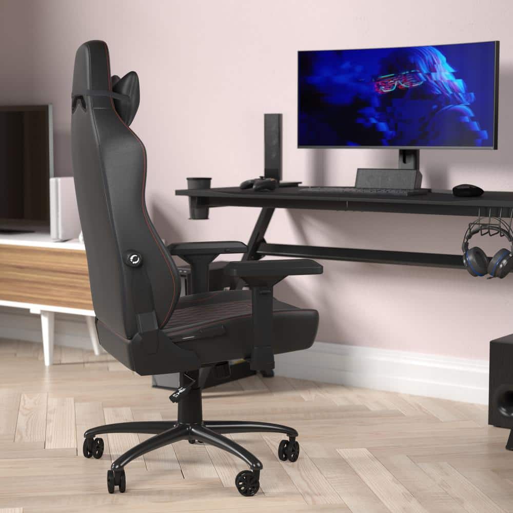 Black/Red Leather/Faux Leather Office/Desk Chair Table Top Only