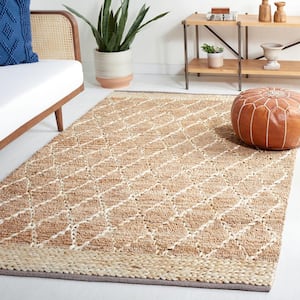 Natural Fiber Beige/Ivory 5 ft. x 8 ft. Border Multi-Diamond Area Rug