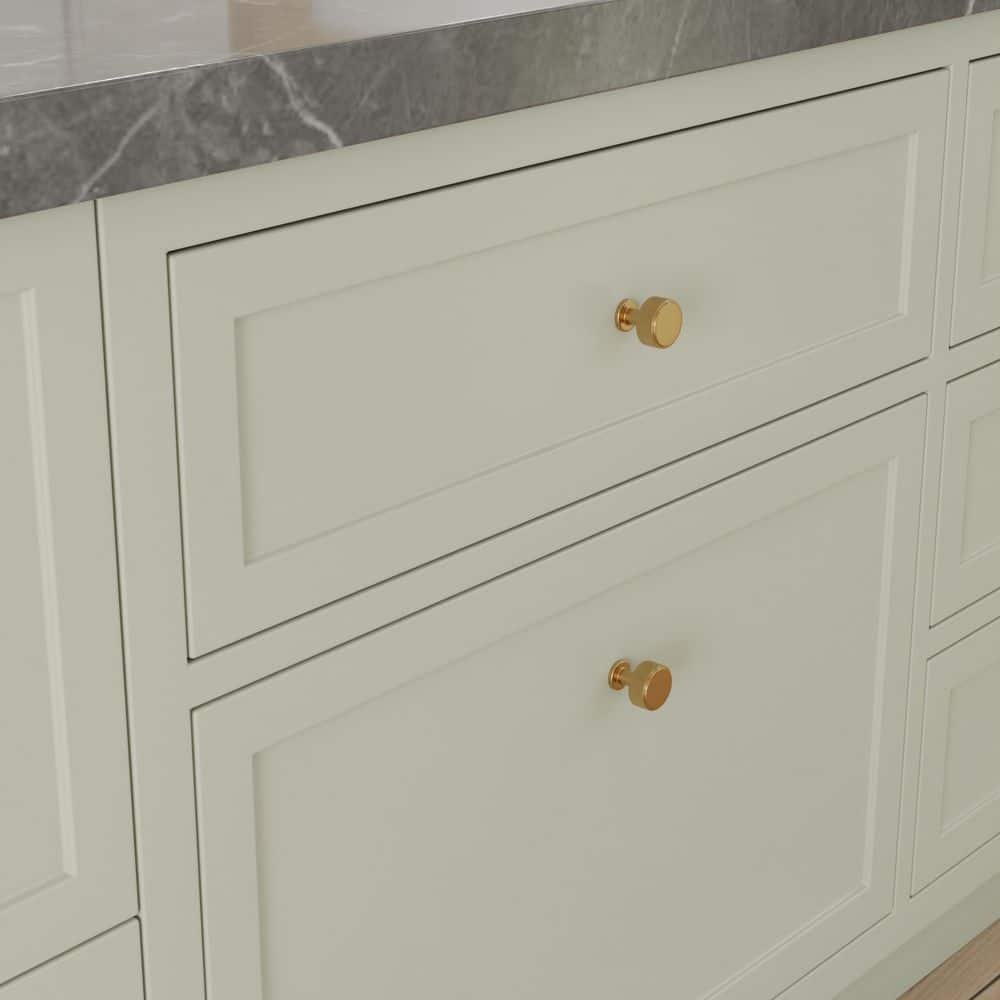 Kent 1-1/8" Round Brushed Brass Knurled Cabinet Knob